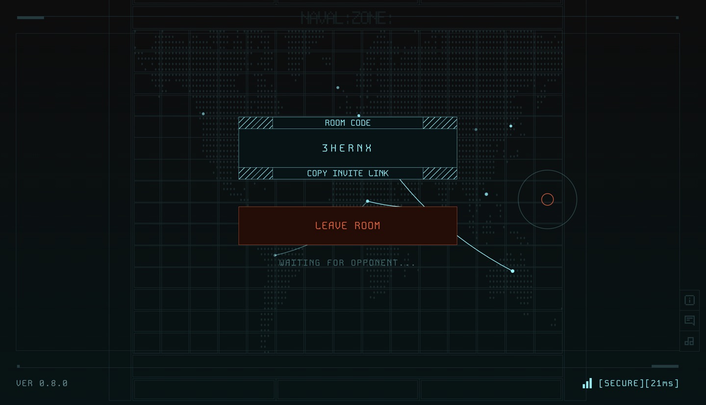 Naval Zone, a browser battleship game, using Pixelarticons in its interface